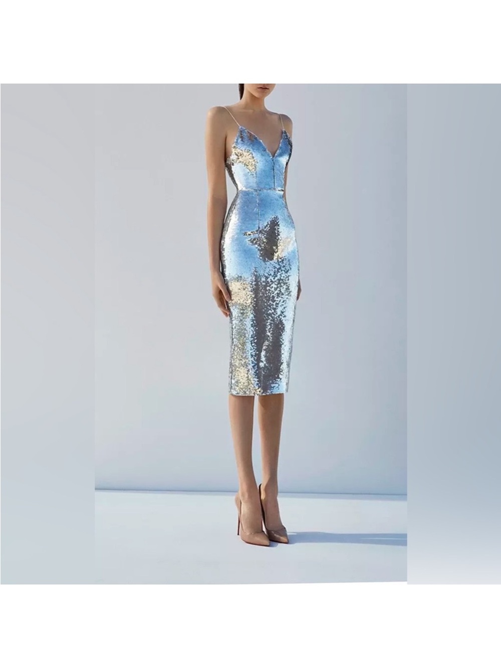 Alex Perry Silver Sequin Dress with Shimmering Finish